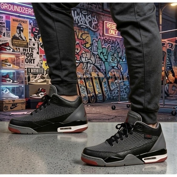 Jordan Flight Club 80s Black Gym Red Night Stadium 599583-001 Men's Size 10 Retr